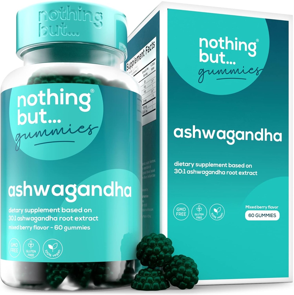 Ashwagandha Gummy pre ženy a mužov, Ashwagandha Root, Doplnky pomôcť znížiť stres, imunita a zlepšiť spánok, lepok zadarmo & Non GMO, 60 Vegan Ashwagandha Gummies