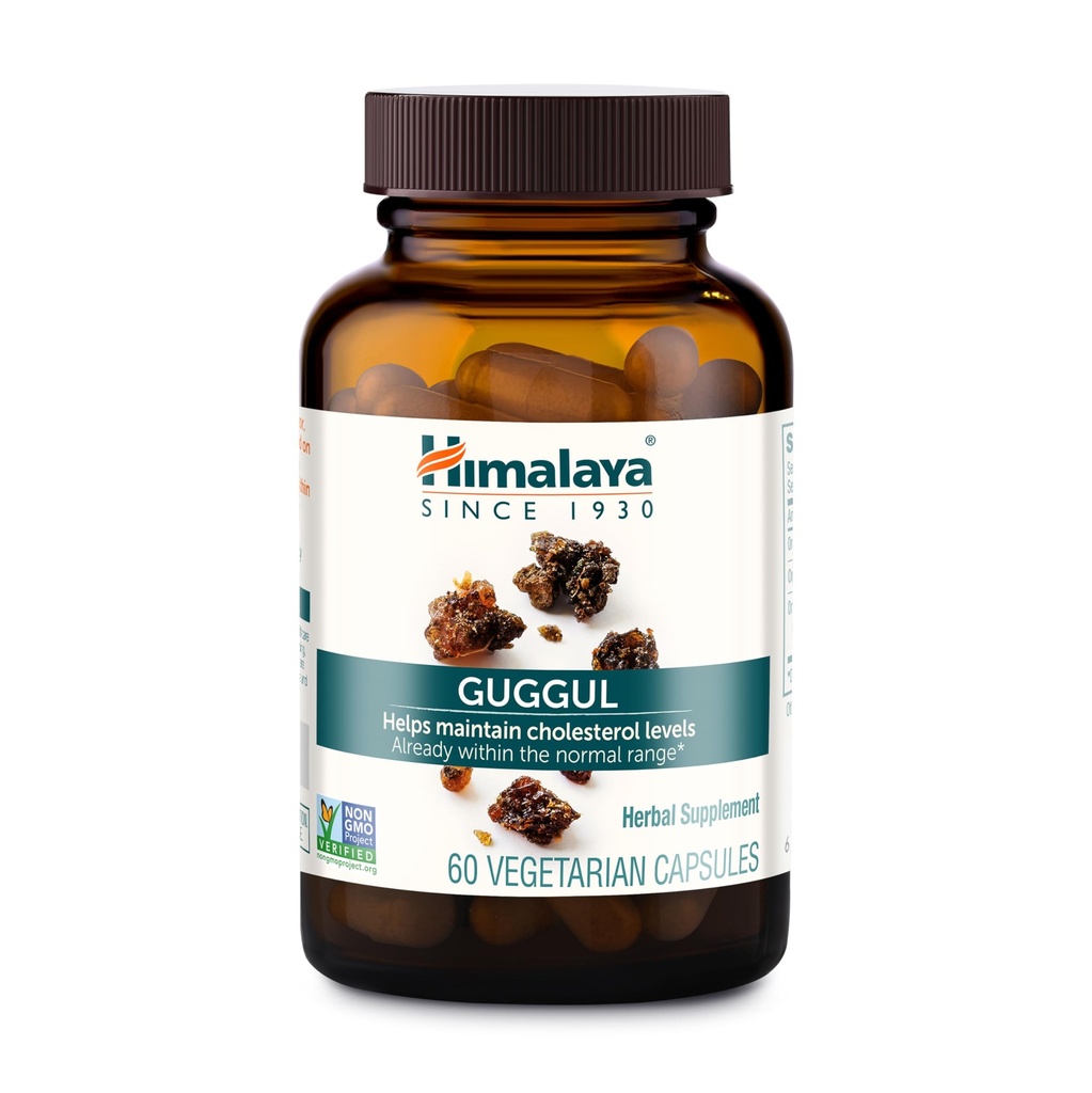 Himalája Guggul - Bylinná podpora pre pečeň Detox, Cholesterol, HDL & LDL podpora - Vegan, Non- GMO, Gluten Free, 720 mg, 60 kapsúl