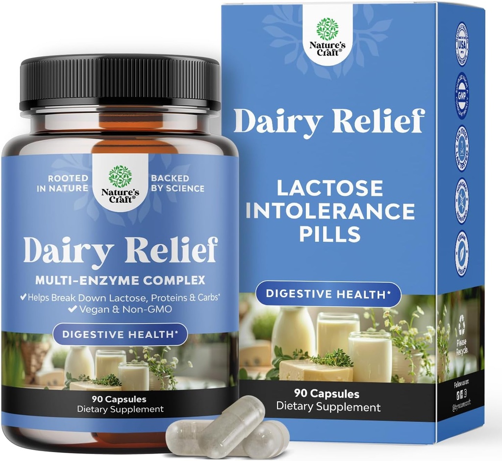 Laktóza Netolerancia pilulky 90 dní Napájanie - Rýchle herné mliečne tráviace enzýmy - Mliečne Relief pilulky pre trávenie, lámanie, plyn a Carb Protein - Digestion Supplement for Laktóza Incolerance Relief