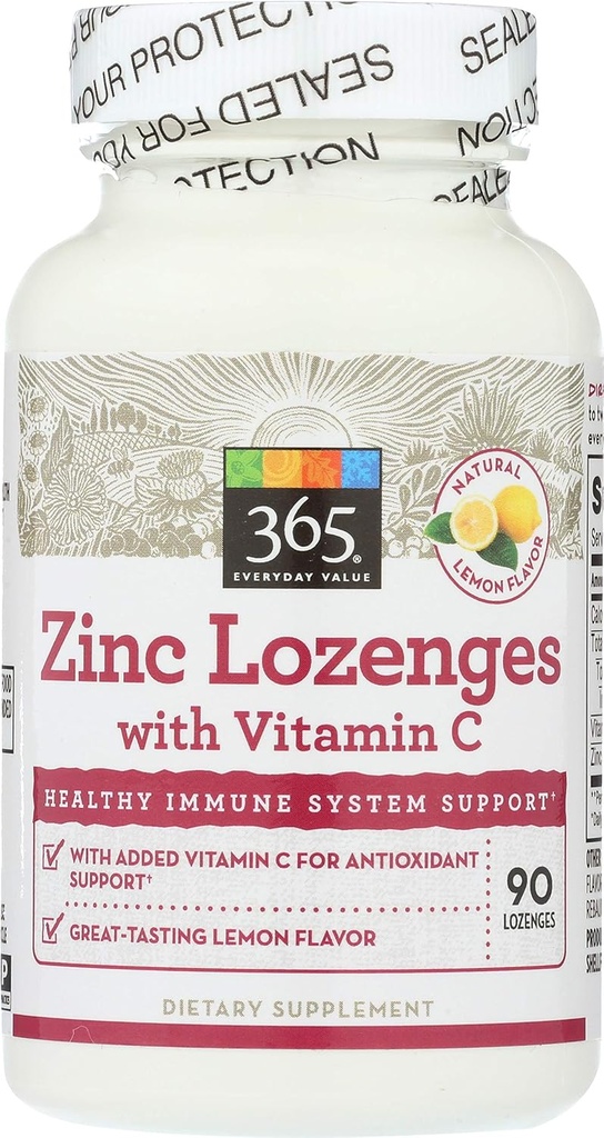 365 podľa celopotravinárskeho trhu, zinok Lozenge s vitamínom C, 90 ct