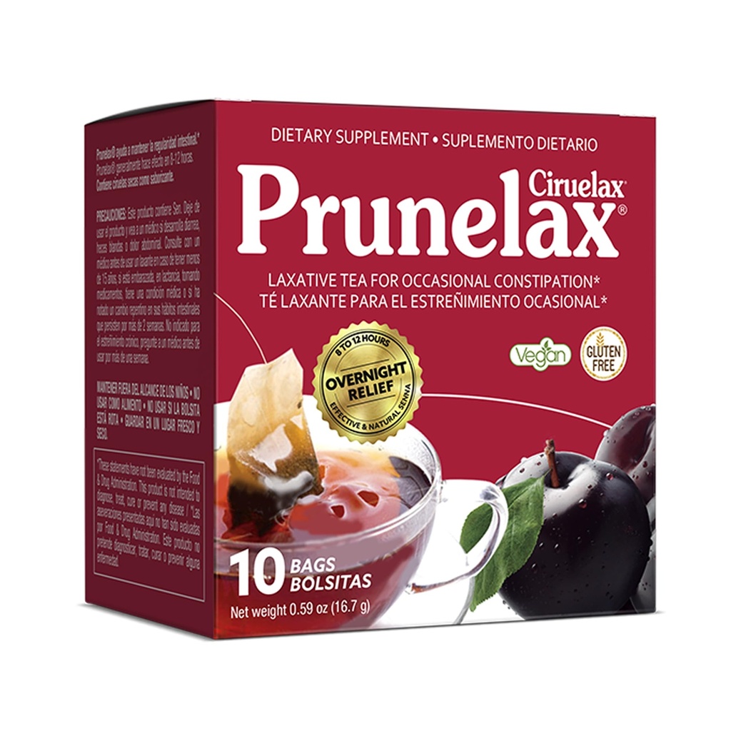 Prun relax Cirulax Pravidelná sila Laxatívne čajové tašky - vyrobené s prírodnými sena extrakty, pre príležitostné zápcha, Senna extrakt - 10 tašky