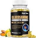 Glukozamín Chondroitín Gummies - 60 Spoločná podpora Doplnky - 1500 mg Extra sila s MSM, bazy, kurkuma - Kartilage & Immune Support for Adults, Muži & Ženy Vegan - Ľahko prehĺtať