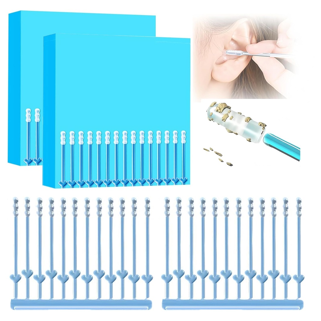 Sticky Ear Cleaning Stick, 48Pcs Earwax Removal Adhesive Swabs, Reusable Adhesive Ear Cleaning Sticks with Soft Flexible Tip, Gentle Ear Cleaner Tool