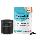 Doplnkové vegánske multivitamíny pre ženy a mužov- Omega 3 DHA+EPA, vitamín B12, vitamín D3 K2, zinok, selén, horčík, jód doplnok- Imunitná podpora- 90, Zahŕňa Jar