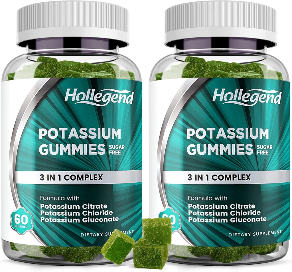 Draslík 3 v 1 Complex Gummies Sugar Free, New Formula s 99mg Dusičnan draselný, Chlorid draselný, Glukonát draselný, Noha Cramps & svalové doplnky, 120 Žuvačky