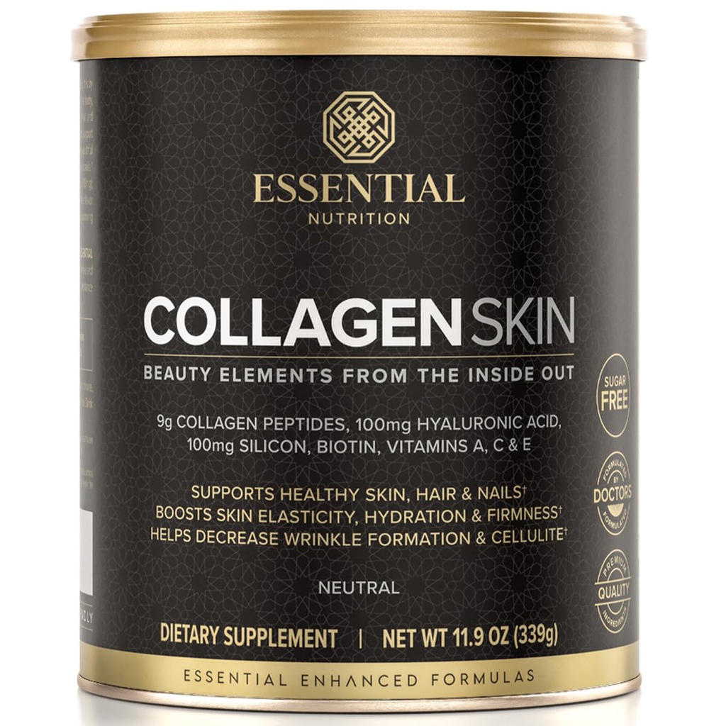Essential Nutrition Collagen Skin - Hydrolyzed Collagen Peptides, with Hyaluronic Acid, Silicon & Biotin - Hair, Skin & Nails - Neutral - 11,9 oz (30 Servings)