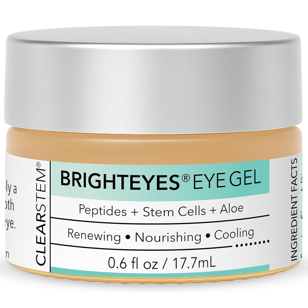 CLEARSTEM - BRIGHTEYES - Eye Gel - Výživný očný krém - Obnovenie pery - Chladenie gél - stemné bunky Blend - Peptidy, Collagen, Aloe Vera - Gluten Free - Krása, Self Care, starostlivosť o pleť - 0.6 fl oz