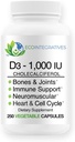 Vitamín D3-1000 IU 25 μg (cholekalciferol) Hypoalergénna podpora svalov, kostí a zubov, prsníka, prostaty, kardiovaskulárneho, kolonického a imunitného zdravia (250 Veggie Capsules)