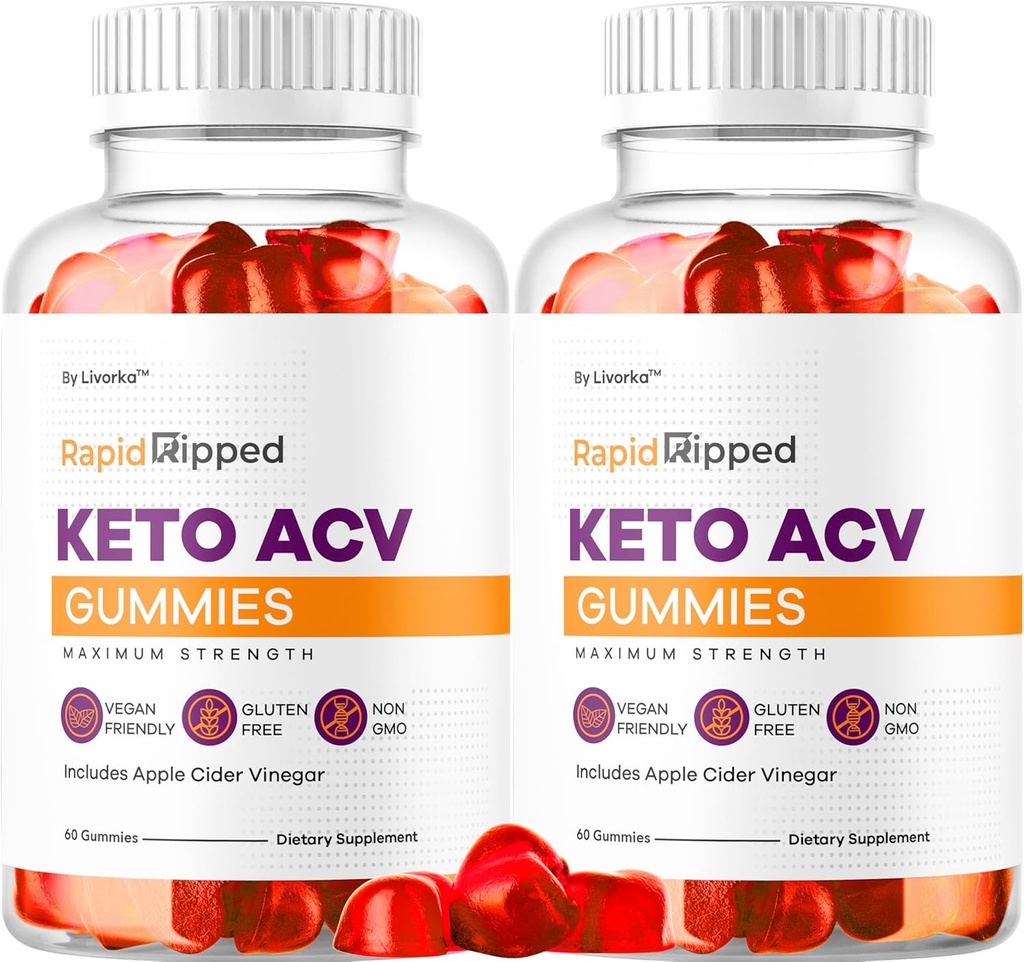 (2 balenie) Rapid Ripped Keto ACV Gummies Support, Rapidrted Keto Plus Apple Cider Ocogar Gummy Advanced Formula 1050MG, All Natural Gomitas Reviews, 120 Gummies for 2 Months