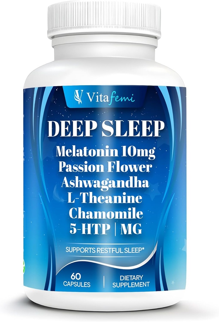 18-in-1 Melatonín10 mg , Natural Deep Sleep Supplement for Adults, Non-Habit Forming, Ashwagandha, L-theanine, Horčík, Kamilka, 5-HTP, Non-GMO