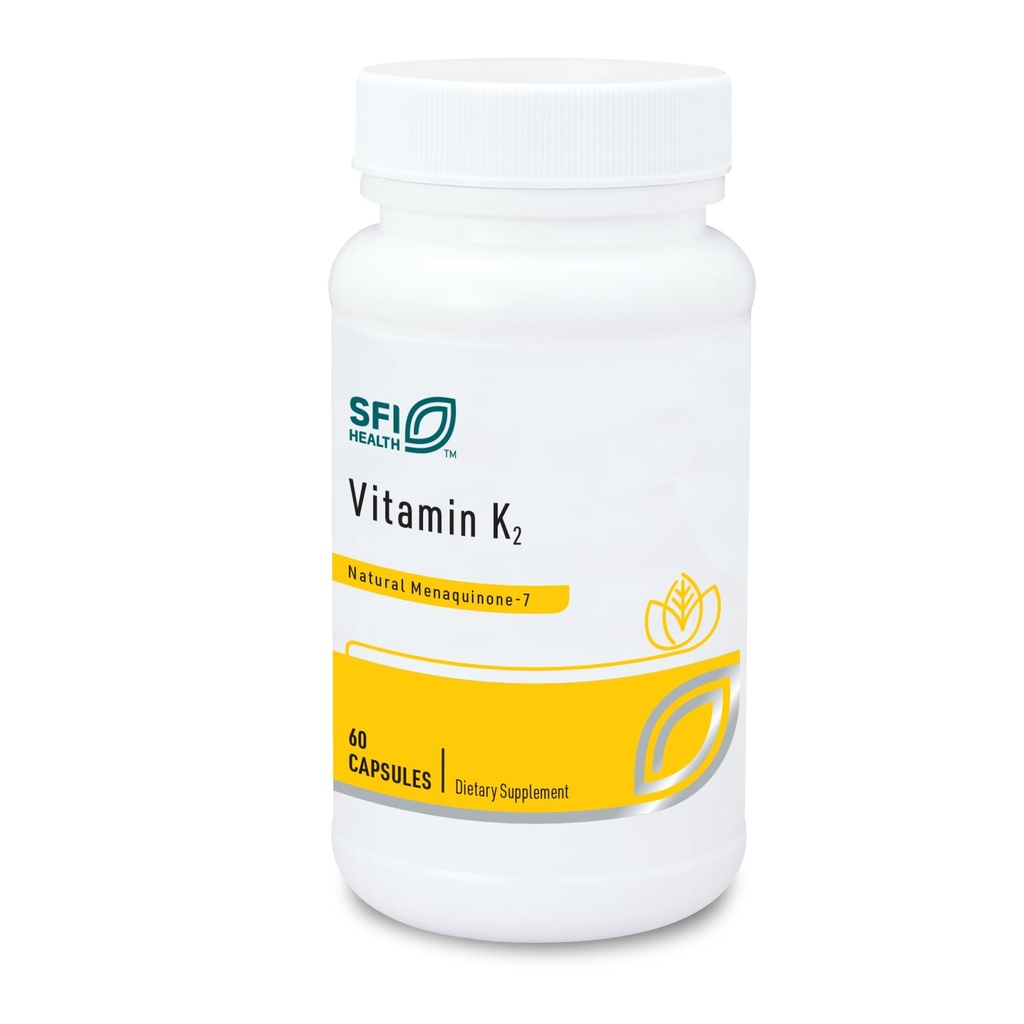 Klaire Labs SFI Health Vitamín K2-50 Mikrogramy ako Menochinón-7 MK-7, No Soy, Gluten alebo Dairy (60 kapsúl)
