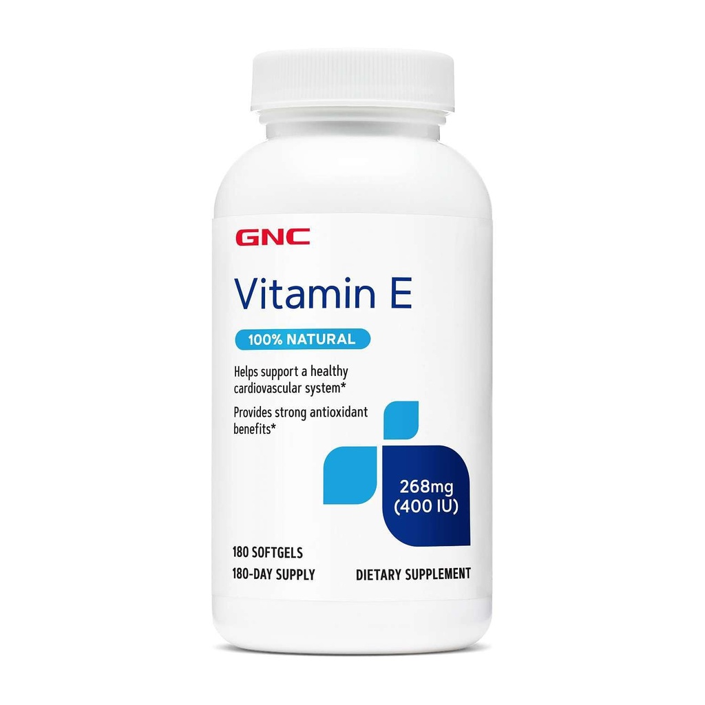 GNC Vitamín E 400IU, 180 Softgels, podporuje zdravý kardiovaskulárny systém