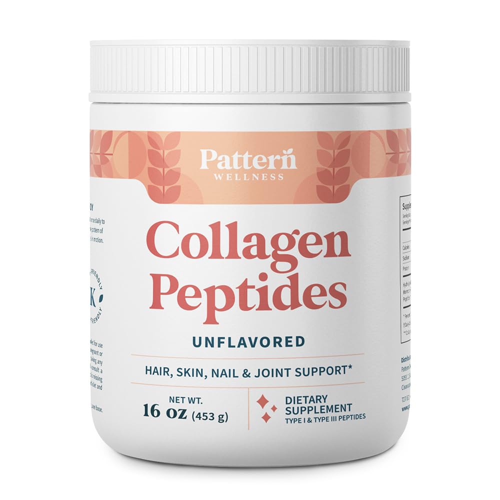 Vzor Wellness Collagen Peptides Powder (typ I & III) - Vlasy, nechty, koža a spoločné zdravie - Tráva Fed & Pasture Rased - Hydrolyzed Collagen, Non-GMO, Dairy Free, & Keto - Unflavored (16 Oz)
