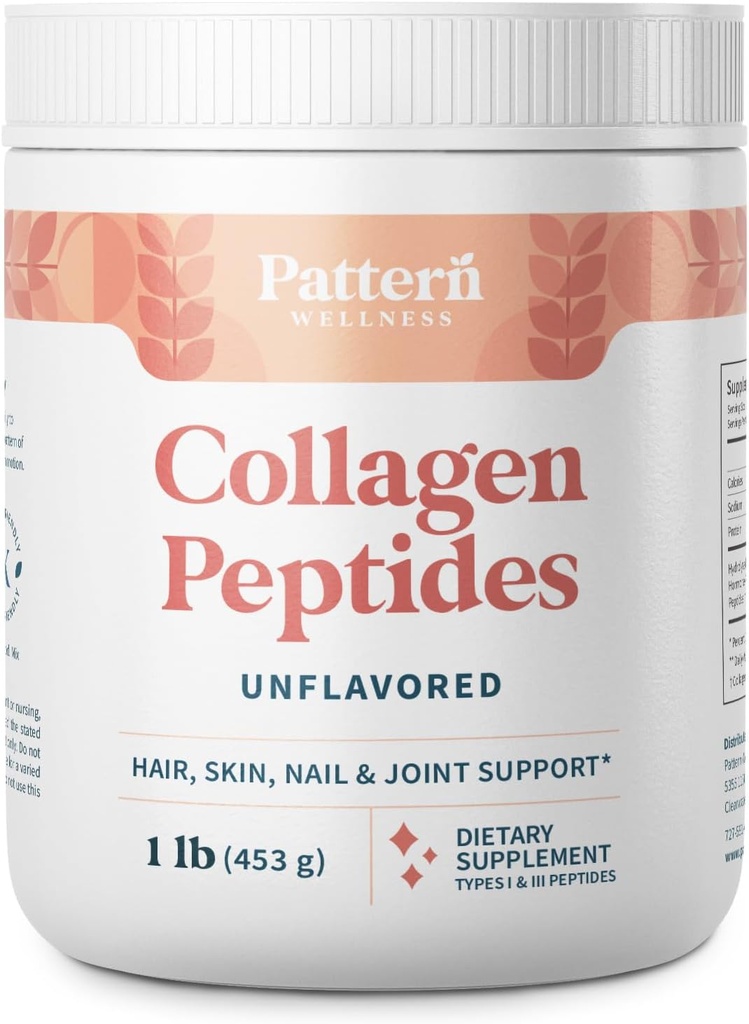 Vzor Wellness Collagen Peptides Powder (typ I & III) - Vlasy, nechty, koža a spoločné zdravie - Tráva Fed & Pasture Rased - Hydrolyzed Collagen, Non-GMO, Dairy Free, & Keto - Unflavored (16 Oz)