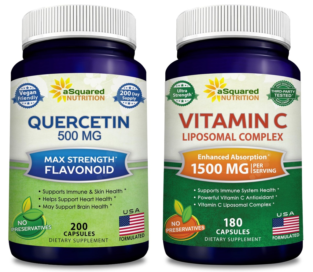 aSquared Nutrition Bundle for Quercetin 500 mg & Vitamín C Lipozomálny komplex 1500 mg - Imunitná podpora
