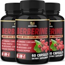 (3 balenia) Berberine Supplement Plus Ceylon škorica, mlieko bodliak, kurkuma, Artičok Leaf, čierna Peppe - 6 mesiacov Zásoba - 180 kapsúl celkom