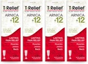 T-Relief Arnica +12 Cream Natural Relieving Actives for Back Pain Bolesť kĺbov Bolesť svalov a stuhnutosť, celé telo Rýchle pôsobiaci úľava pre ženy a mužov - 4 oz (4 balenia)