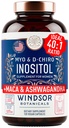 Myo a D-Chiro Inozitol Supplement 40:1 Ratio - 2,000 mg Myo-Inozitol plus Maca Root a upokojujúce Ashwagandha - Zdravé Ovarian Podpora Vitamíny a plodnosť Supplements pre Ženy - 120 Vegan Kapsule