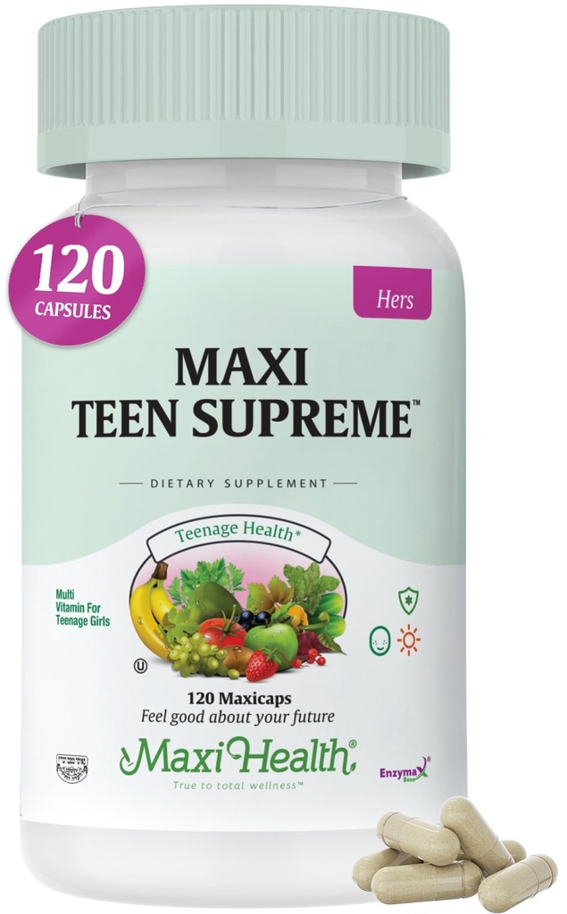 Teen Vitamíny pre dievčatá 12-17 - Teen Multivitamín D3, Železo, Vápnik, Biotín, Zinok, Tráviace Enzýmy 