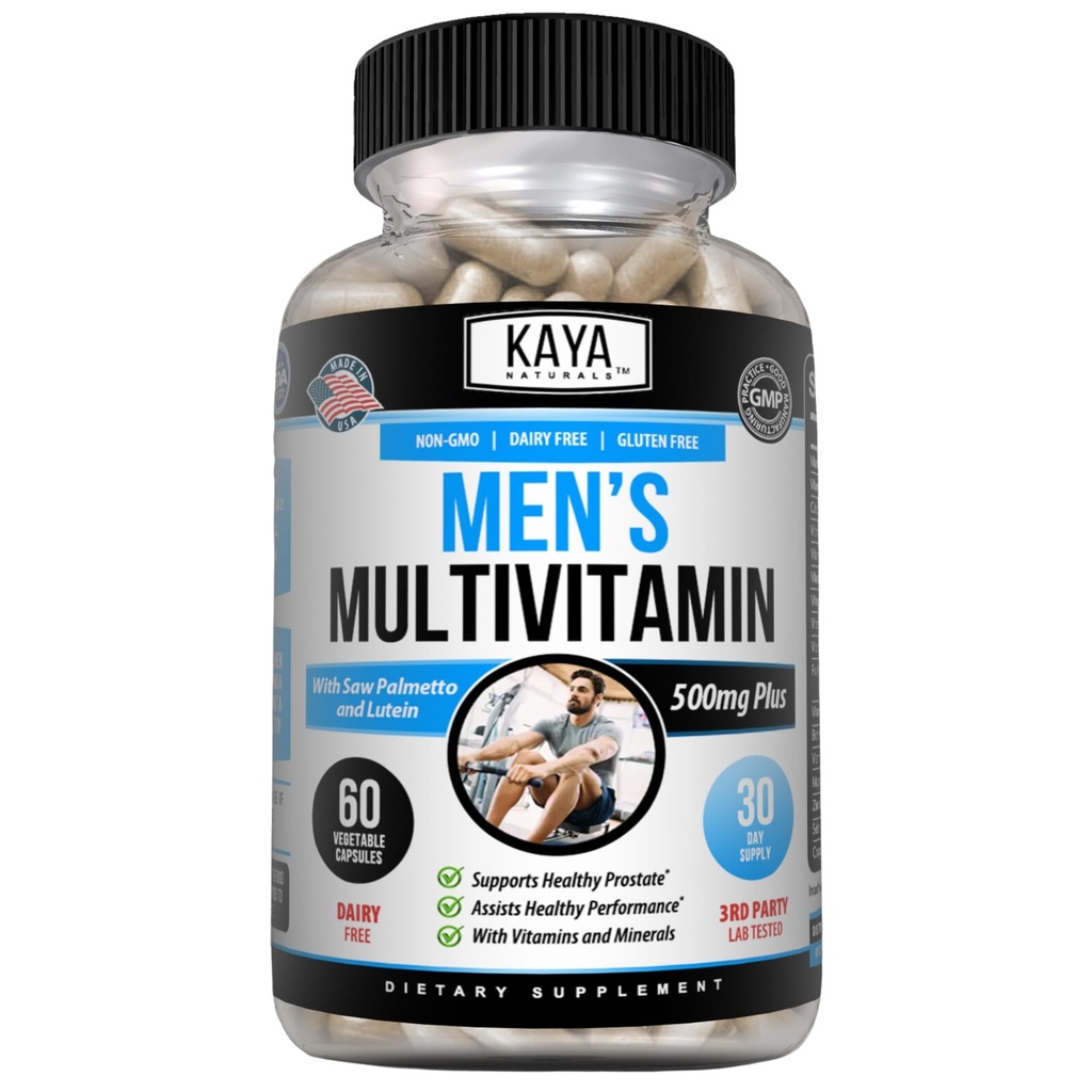Kaya Naturals Multivitamin for Men - Men's Prostate Multivitamin - Multi Mineral Daily Supplement - Pills for Men - Supports Healthy Prostate - Vitaminas para Hombres - 60 Veggie Capsules