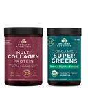 Ancient Nutrition Organic Supergreens Powder, 25 Servings + Multicolagen Protein Powder, unflaved, 45 Servings