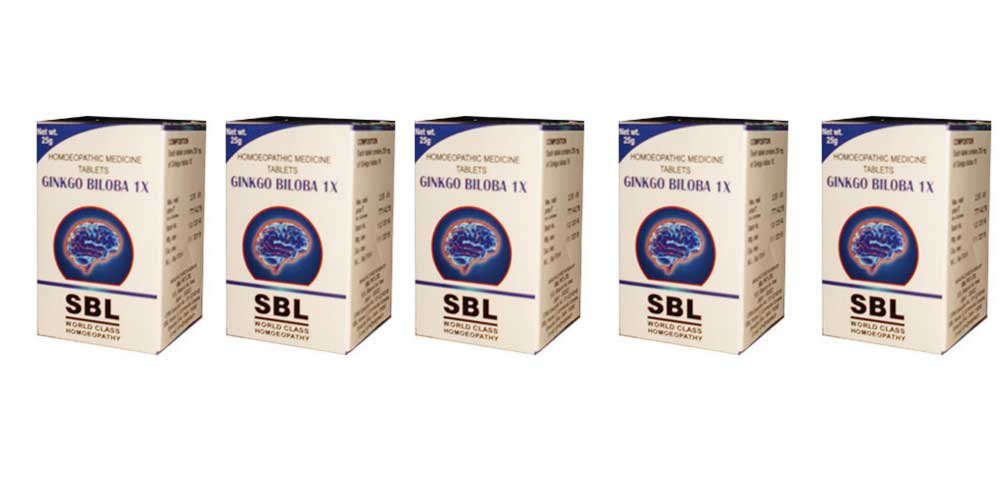 Ginkgo Biloba 1x Tablety SBL Homeopatia - 25g (Pack of 5)
