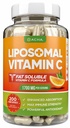 DACHA Natural Lipozomal Vitamín C - 1700mg, 200 Kapsule, Imunitný systém a Collagen Booster, vysoká absorpcia tuku Rozpustný VIT C, Buffered, kožné vitamíny, Vegeterian, Vegan