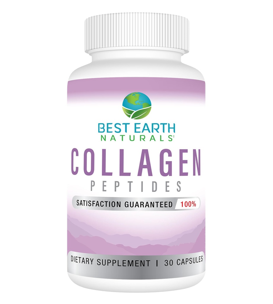 Najlepšie Zeme prírodné Hydrolyzované kolagén typ I & III - Collagen Peptidy Doplnok pre ženy a mužov na podporu vlasov, kože, nechtov, a kĺby 30 deň dodávky (30 Kapsule)