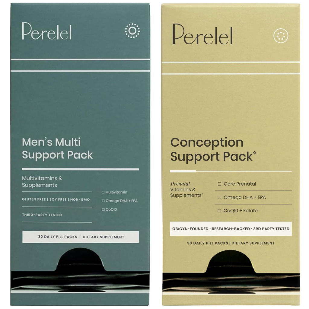 Perell Conception Support Pack & Mužské multi-podporné balenie, prenatálny multivitamín pre plodnosť Wellness & Daily Multivitamín pre pánske wellness, 60 denných piluliek