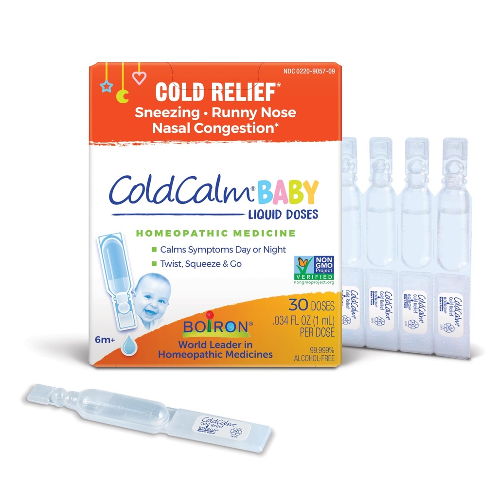 Boiron ColdCalm Baby single-Use kvapky na úľavu od studených príznakov sipotu, Runny Nose, a nosovej kongescie - Sterilné a non-Drowsy Tekuté dávky - 30 Počet