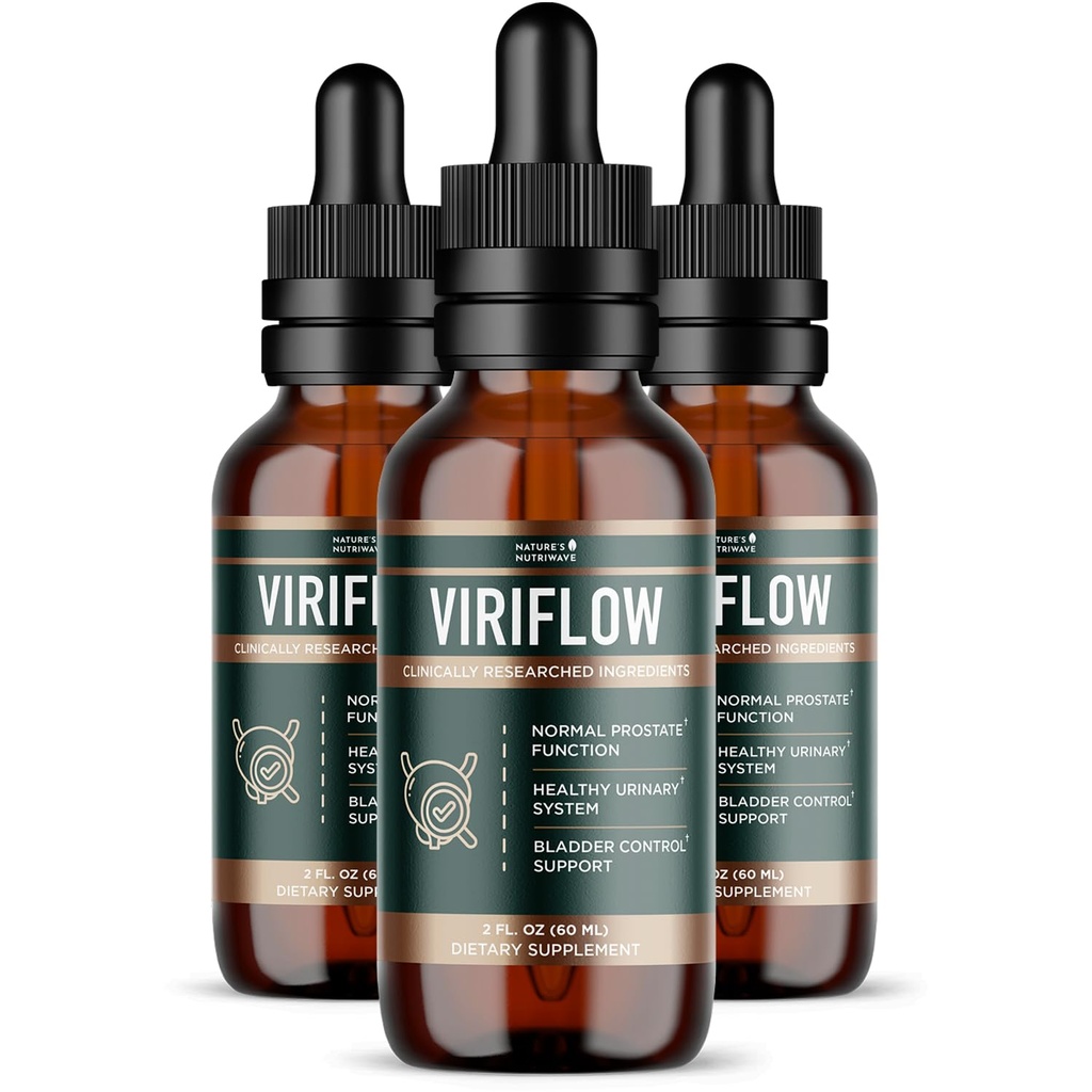 ViriFlow Liquid Supplement with Plant & Mineral Extracts – Natural Formula, Non-GMO, Made in USA, GMP-Certified – Easy-to-Use Liquid Drops, 60 mL, 2 Oz, 3 Month Supply