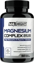 Magnézium Complex, 210 mg Elementárny horčík, Glycinát, Dusičnan a malát, non-GMO, Maximálna absorpcia, svalovina, Mood, Energia, 90 Vegánske kapsuly
