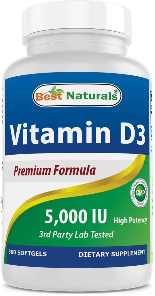 Najlepšie prírodné vitamín D3 5000 IU 360 Softgels