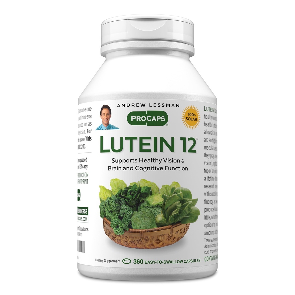 ANDREW LESSMAN Lutein 12 mg - 360 Softgels - Ultra-Vysoké hladiny luteínu. Výkonný anti-Oxidant karotenoid. Podporuje zdravie očí a podporuje zdravé videnie a pokožku.