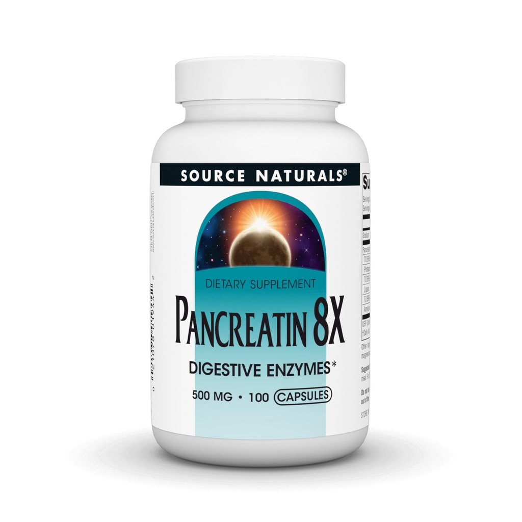 Zdroj Naturals Pankreaten 8X, 500 mg Digestívne enzýmy - 100 kapsúl