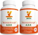 INVITA ADK - Vitamíny A1, vitamín D3 5000 IU & K2 MK7 doplnok - Lekár Formulovaný kostný a imunitný systém podpora - Gluten bez, non-GMO - 180 Vegetariánske kapsule pre mužov a ženy