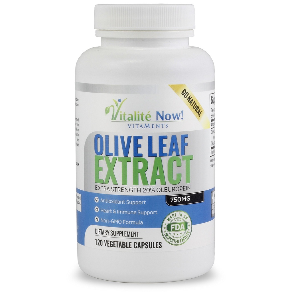 Super Sila Najlepšie Olive Leaf Extract (Non-GMO) - 20% Oleuropein - Immune Support Supplement - Až 4 mesiace - 750mg Kapsule - Vegetariánska - 120 Počet
