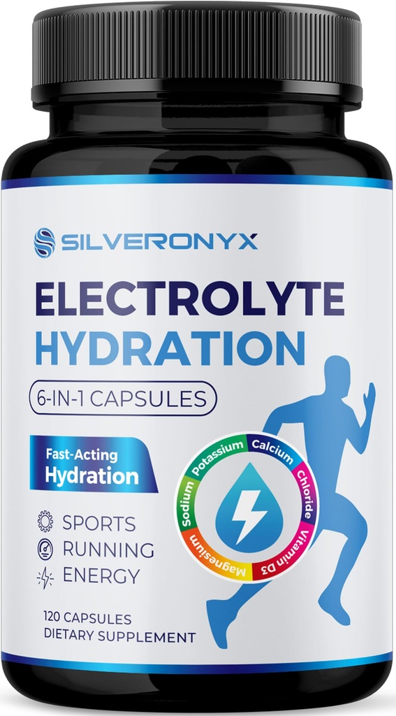 Electrolytes Supplement - Sugar Free, Advanced Hydration Complex with Sodium Chloride, Magnesium, Potassium, Calcium, Vitamin D3 - Best Hydrating Mineral Salt Pills - Vegan & Keto - 120 Capsules