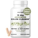 15 Day Advanced Colon Cleanse, Probiotiká a prírodné byliny, podporuje Detox & Gut Flora pre ženy a mužov, s Cascara Sagrada, Psyllium Husk & Senna Leaf, 30 Kapsule 1-2 denne 