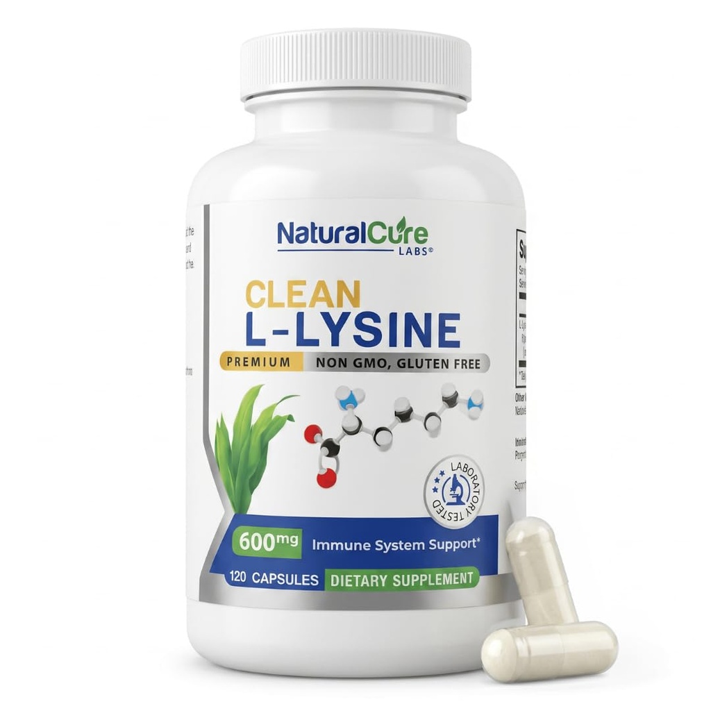 Natural Cure Labs Clean L-Lysine 600mg, 120 Kapsule 