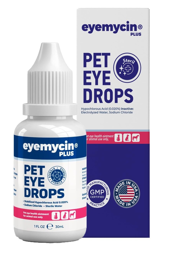 EYEMYCIN pet Eye Drops 1 fl oz Eye Drops for Dogs and Cats Vet-Recommended Dog Eye Infection Treatment to Soothe Infection Allergy,Relieve Dry Eyes Pink Eyes, Pet Tear Stain Cleaner Horses & Birds