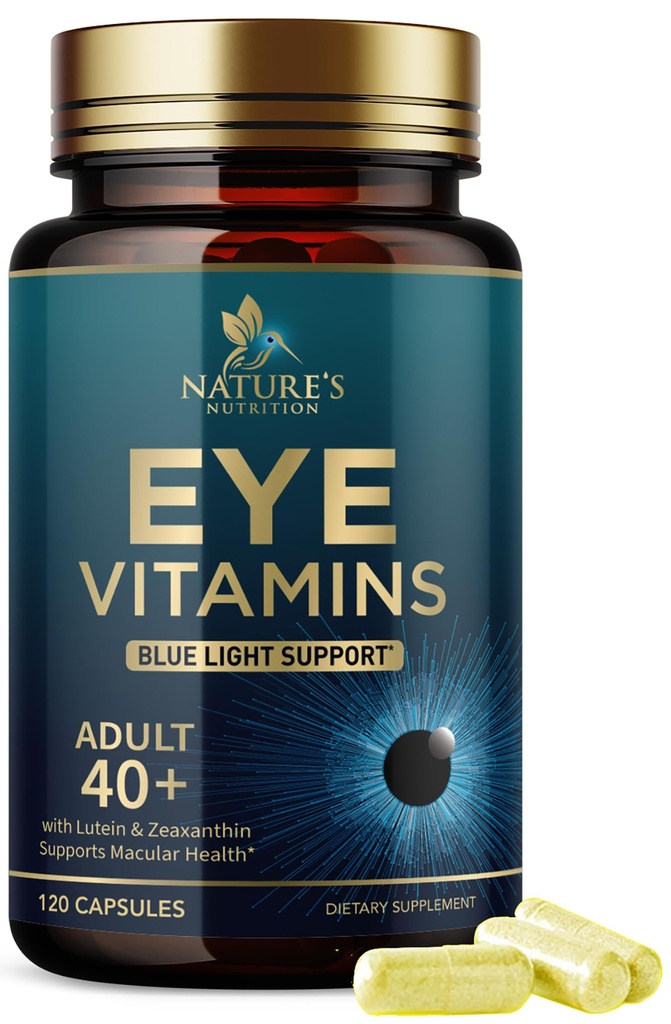 Očné vitamíny doplnok - Advanced Očná starostlivosť Vitamín s luteínom, Zinok, Vitamíny C, E, Zeaxantín a minerály - Vision Multivitamín pre Makulárne zdravie a suché oči, Vegan, Fľaša v USA - 120 Kapsule