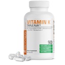 Bronson vitamín K trojitá hra (vitamín K2 MK7 / vitamín K2 MK4 / vitamín K1) komplex plného spektra vitamín K doplnok, 90 kapsúl