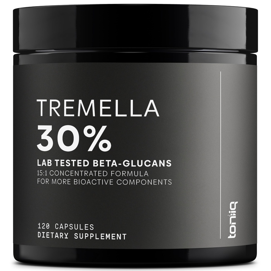 Tremella Mushrom Ultra High Potency 15:1 Extrakt s 30% Beta Glucans - Pure & Concentrated Formula - Third-Party Lab testovaný na čistotu a kvalitu - 120 kapsúl