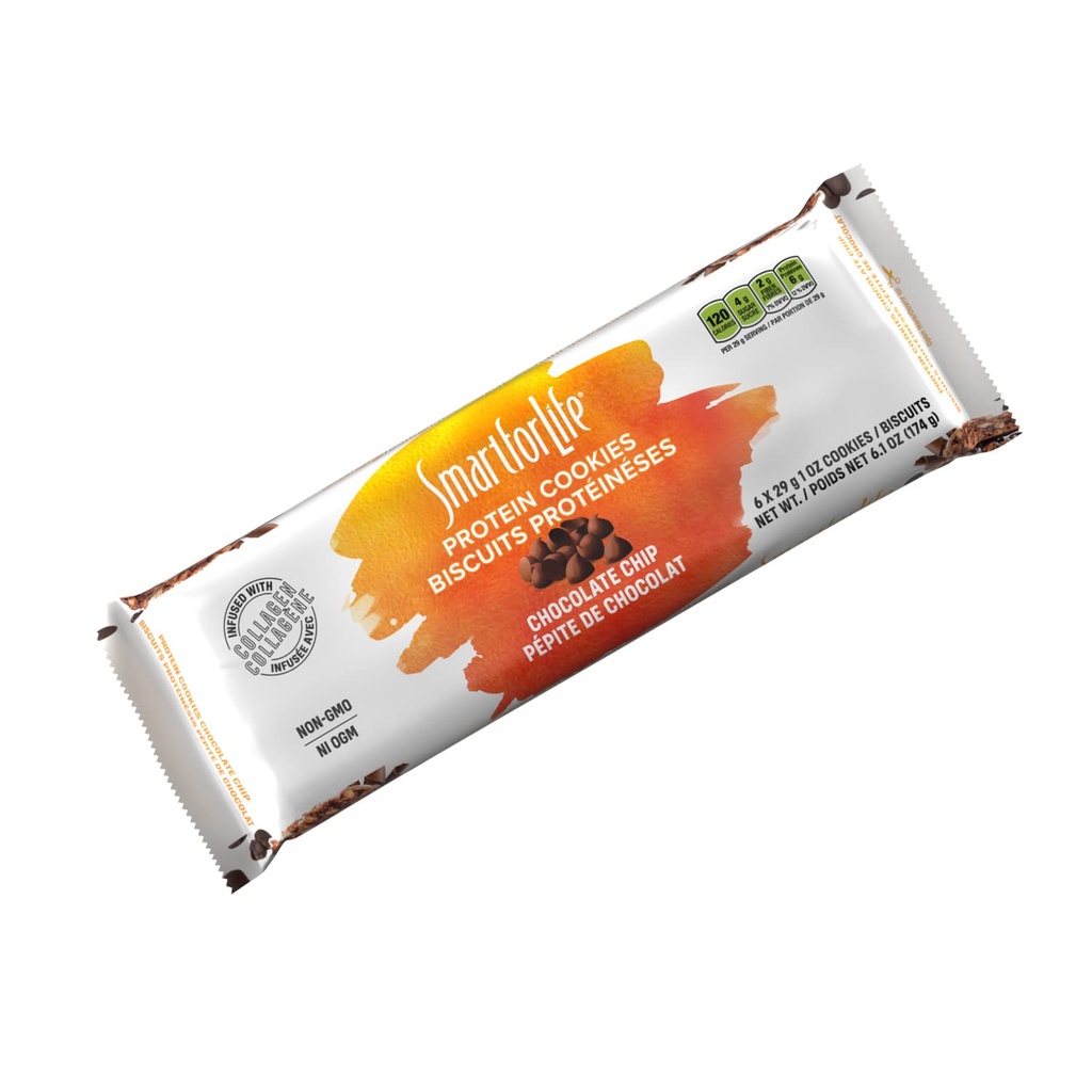 Smart for Life Čokoláda Chip Bielkoviny Cookies - High Protein Cookie Diéta - 6 Gróf - Náhrada jedla - On-the-Go Snack - Nízke cukor Nízke kalórií Super High Fiber Cookies - Bielkoviny Snack