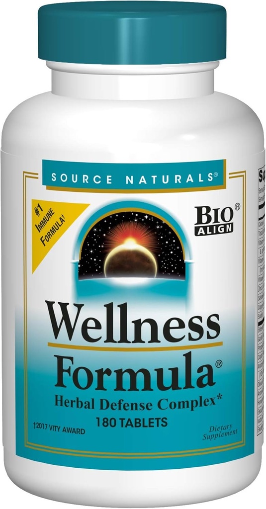 Zdroj Naturals Wellness Formula Bio-Aligned, Echinacea Free Vitamíny & Herbal Defense - Imunity Booster - 180 Počet