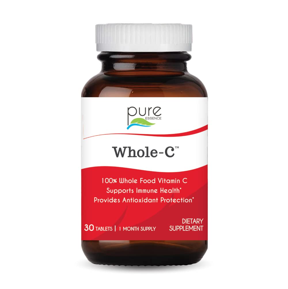 PURE ESSENCE LABS celých C vitamínov C - najlepšia imunitná podpora - Organické a prírodné vitamíny - Posilňovač a diétne doplnky imunity (30 tabliet)