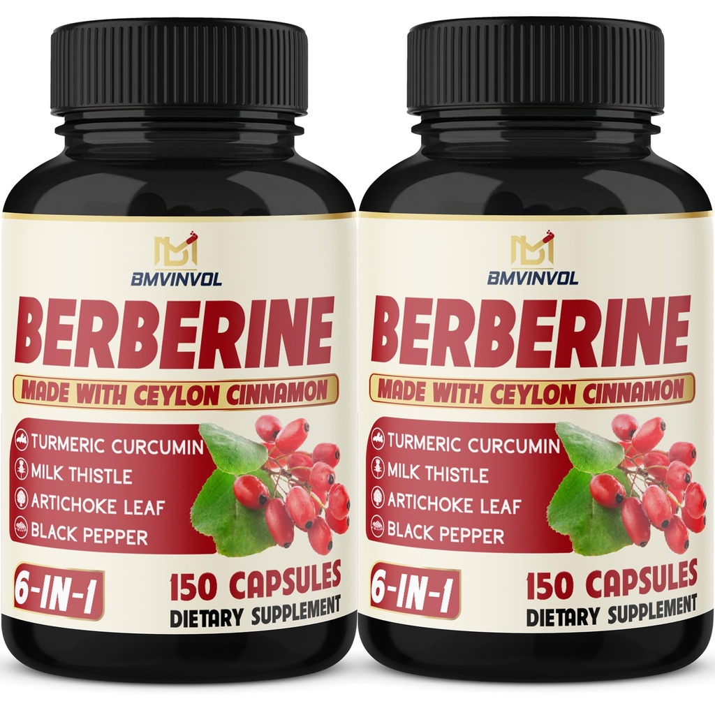 2 balenie Berberine HCl- Plus Ceylon škorica, kurkuma, mlieko bodka, artičoky, čierne korenie, Berberine HCI Root Doplnky pilulky - Imunitný systém