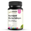 5 in 1 Hydrolyzed Marine Collagen Peptides Supplement with Hyaluronic Acid Vitamins C & E Biotin | Skin Hair Nail Support | Gluten Free Non GMO Capsules (60 Count)
