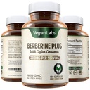 Vegan Labs Berberine HCL 1200MG s organickým Ceylon škorica- 180 Vegan kapsule- podporuje celkové zdravie a imunitný systém